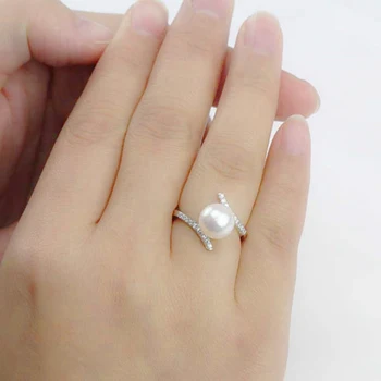 Elegantiška White Pearl Žiedai Moterims Twist Crystal Žiedą, Prabangūs Papuošalai Vestuvės Vestuvinis Žiedas Priedai L3D108