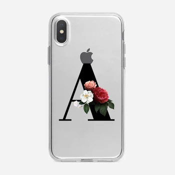 Elegantiškas Gėlių Abėcėlė Šrifto N Raidė Telefono dėklas Skirtas iPhone 11 12Pro Mini Max XR 7 8 Plus X Klasikinio Gėlių Aišku, Paprasta Padengti