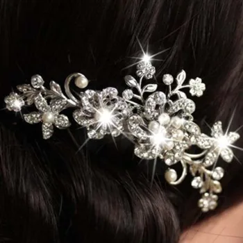 Elegantiškas Vestuvių Plaukų Šukos už Nuotaka Crystal Cirkonio Perlai Moterų plaukų segtukai Nuotakos Vinjetė Plaukų Papuošalai, Aksesuarai