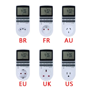 Elektroninis Skaitmeninis Laikrodinis Jungiklis 24 Valandų Cikliniai ES JK AU JAV FR BR Plug Virtuvės Laikmatis Lizdo Programuojami Laiko Lizdo 220V
