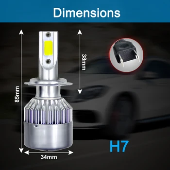 Elglux Dual Spalva H7 LED Turbo H4 Automobilių Žibintų Lemputės COB H11/H8/H9 H1 H3 9005/HB3 9006/HB4 Hir2 H27 8000LM 6500K 12V 24V Auto