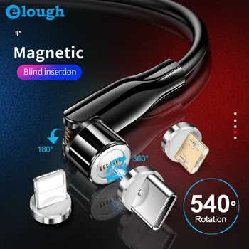 Elough 540 Pasukti Magnetinio Kabelis 3A Micro USB C Tipo Greitai Magnetinis įkroviklis Įkrovimo Kabelis iPhone, 11 Xr 