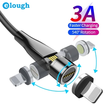Elough 540 Pasukti Magnetinio Kabelis 3A Micro USB C Tipo Greitai Magnetinis įkroviklis Įkrovimo Kabelis iPhone, 11 Xr 
