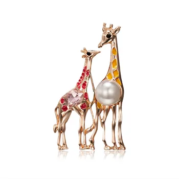 Emalio Žirafa Arklių Sages Moterims Mielas Gyvūnų Sagė Pin bižuterijos, Aukso Spalvos Dovana Vaikams Išskirtinį Broches
