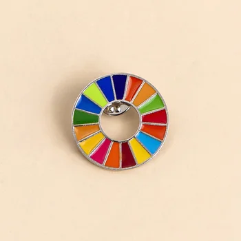 Enamal 17 Spalvų Tvaraus Vystymosi Tikslų Sagė Jungtinių Tautų SDGs Pin Ženklelis Mados Vaivorykštė Kaiščiai Moterys Vyrai