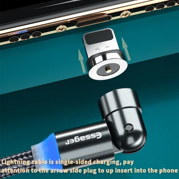 Essager 540 Pasukti Magnetinio Kabelis Greito Įkrovimo Magnetas Įkroviklis, Micro USB C Tipo Kabelis Mobiliojo Telefono Laidas 