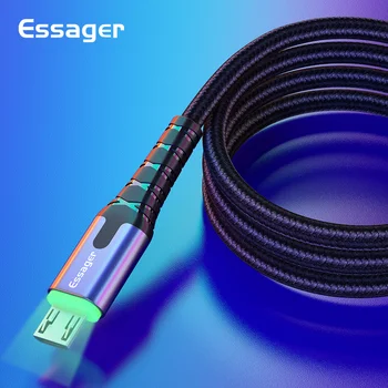Essager LED Micro USB Kabelis 3m 2.4 Greito Įkrovimo Samsung QC2.0 Kabelis USB Micro USB Microusb Už Xiaomi 