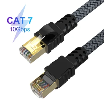 Ethernet Kabelis UTP RJ45 Cat7 Tinklo Kabelis Cat7 Lan Kabelis 10m/50m/100m Patch Cord Nešiojamas Maršrutizatorius Nailono Tinklelio Interneto Kabelį