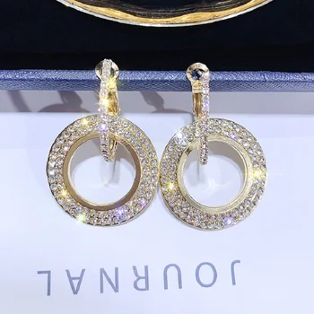 Exknl dizaino Mados juvelyrikos elegantiškas kristalų stud auskarai apvalūs korėjos Spalvinga vestuves auskarai moters dovanos 2020 m.