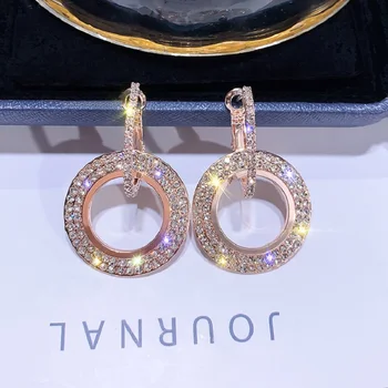 Exknl dizaino Mados juvelyrikos elegantiškas kristalų stud auskarai apvalūs korėjos Spalvinga vestuves auskarai moters dovanos 2020 m.