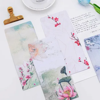 EZONE 3PCS Kinų Stiliaus Paketas Laiško Rašymo Popieriaus, Atviruką Retro Gėlių Amatų Popieriaus Vokai Mokyklos Tiekimo Reikmenys