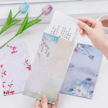 EZONE 3PCS Kinų Stiliaus Paketas Laiško Rašymo Popieriaus, Atviruką Retro Gėlių Amatų Popieriaus Vokai Mokyklos Tiekimo Reikmenys
