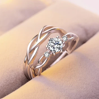 FEFIDAY Infinity Kubinių Cirkonio Kristalų Ponios Cirkonis Žada Reguliuojamas Vestuvinis Žiedas Nustatyti Vestuvių Pora Žiedų Rinkinys Moterims