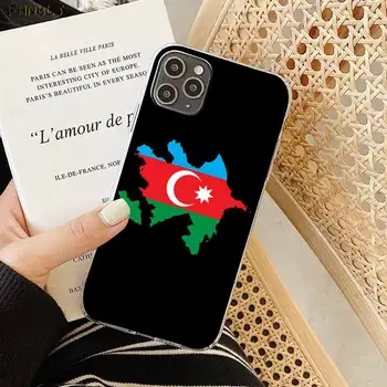 FHNBLJ Azerbaidžano buta vėliavos Dangtelis Juodas Minkštas Apvalkalas Telefono dėklas Skirtas iphone 12pro max 8 7 6 6S Plus X 5S SE 2020 XR 11 pro XS MAX