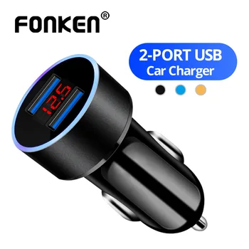 FONKEN 2 USB Automobilinis Įkroviklis, Mobiliųjų Telefonų Įkrovimo Adapteris LED Greitai Įkrauti 
