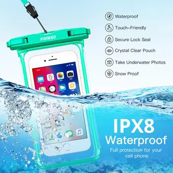 FONKEN Vandeniui Atveju Telefonas Visą Vaizdą Universalus Minkštas Telefono Dangtelį iPhone Vandens Įrodymas Sausas Krepšys 