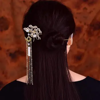 FORSEVEN Kinų Tradicinė Gėlių Imituojamas Perlai Kutas Plaukų Užsegimas Plaukų Lazdos Staigius Moterų Mergina Vestuves galvos Apdangalai