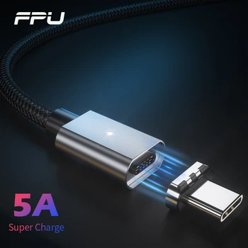FPU 5A Magnetinio USB C Tipo Kabelis Huawei Mate 30 20 30 P20 Pro Lite USB-C Magnetas Greito Įkrovimo Kroviklis Tipas-c Duomenų Laidas