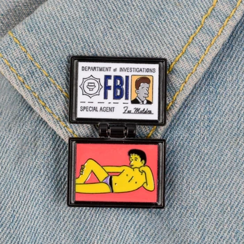 FTB sagė vizitinę kortelę specialusis agentas Simpsonų X-Kalkių sagė įdomus animaciją emalio ID kortelės ženklelis kailis sagė punk papuošalai dovana