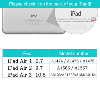 Funda iPad Oro 1 2 3 9.7 10.5 Air1 Air2 Air3 atveju ultra plonas smart cover for Apple iPad Oro 2 3 Kartos auto pažadinti/miego