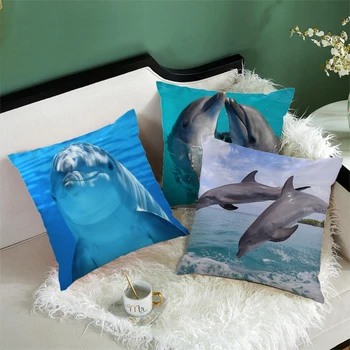 Fuwatacchi Mielas Delfinų Pagalvėlių Apvalkalus Sofa-Lova, Namų Kėdė, Dekoratyvinis Jūros Žuvų Pagalvės Dangtelis Naujas 2019 Aikštėje Užvalkalas