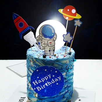 Galaxy kosmoso raketų balionas Gimtadienio berniukai apdailos namų dekoro gimtadieniu traukti vėliavos astronautas folija balionai