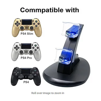 Gamepad USB Dual Įkrovimo Stovas Stočių Žaidimų Valdiklis Įkroviklis Dock for PS4 Elektroninių Mašinų Priedai