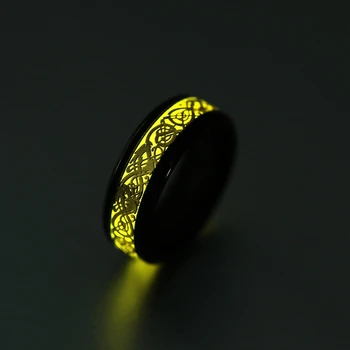 Geltona Žėrintis Šviesos Dragon Žiedai Vyrams iš Nerūdijančio Plieno Švytėjimas Tamsoje Liuminescencinės Žiedas Moterims Vestuvių Aneis bižuterijos