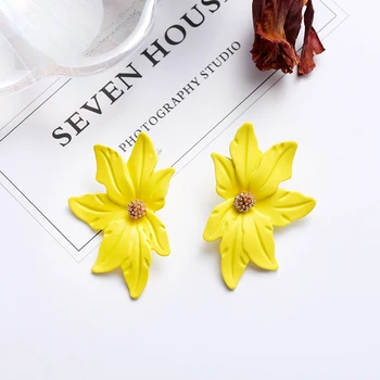 Geltonos Spalvos Lašas Auskarai Moterų 2020 M. Vasarą korėjos Dizaino Geometrinis Gėlių Širdies Auskarai Kūrybos Sweet Vestuvių Papuošalai