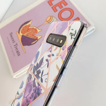 Geometrinis Gėlių Marmuro Tekstūros Telefono Dėklai Samsung S20 Ultra Plus S10 S9 S8 Plius Case Cover For Galaxy Note 10 9 8 Rubisafe