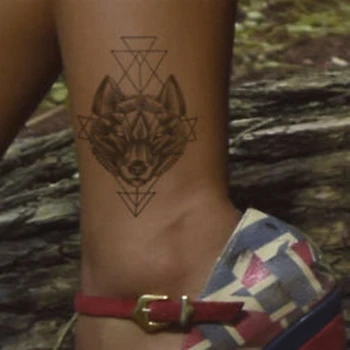 Geometrinis kietas laikina tatuiruotė lipdukai black wolf vyrų ir moterų linijų minimalistinio kūno menas lipdukai vandeniui naujas dizainas