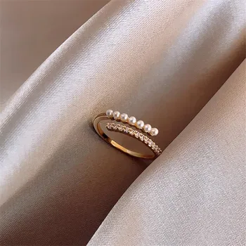 Geometrinis Metalo Pearl Žiedai Paprasta Kristalų Žiedai Moterims Minimalistinio Atidarymo Žiedas 2020 Naujų korėjos Mados Moterų Papuošalai, Dovanos
