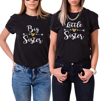 Geriausi Draugai Marškinėliai Moterims Big Sister Lettle Sesuo Marškinėlius Moterims Trumpomis Rankovėmis Sesuo Bff T-Shirt Moterims, Juokinga Camisetas Mujer