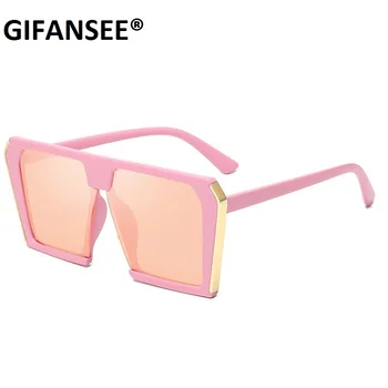 GIFANSEE Negabaritinių aikštė akiniai nuo saulės moterims, vyrams, prekės ženklo dizaineris Didelis rėmo Akiniai Akiniai Moterų Lady Atspalvių UV400 Vintage veidrodis