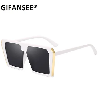 GIFANSEE Negabaritinių aikštė akiniai nuo saulės moterims, vyrams, prekės ženklo dizaineris Didelis rėmo Akiniai Akiniai Moterų Lady Atspalvių UV400 Vintage veidrodis