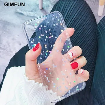 GIMFUN Star Blizgučiai Bling Telefono dėklas skirtas Iphone 11 Pro Max Atgal Meilė Širdies Tpu Dangtelis, skirtas 