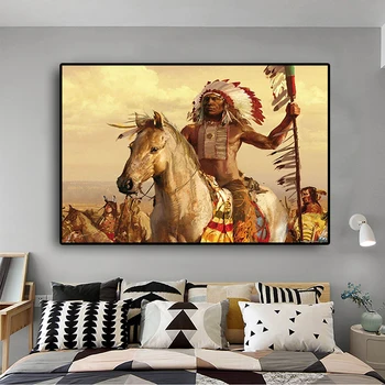 Gimtoji Indijos Plunksnuočių Arklių Naftos Tapyba ant Drobės, Plakatų ir grafikos Skandinavijos Sienos Meno Nuotrauka už Kambarį