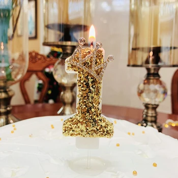 Gradientas vaivorykštė karūna gimtadienis skaičius žvakė Tortas Šalies Prekių Tortas Topper Apdailos Saugus Nerūkomojo baby shower dovana