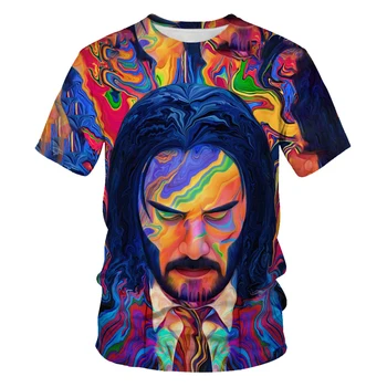 Grafiti marškinėliai vyriški tapybos vaizdą 3D spausdinimo hip-hop street drabužiai laisvi ir patogus audinys, O-kaklo vyriški T-shirt