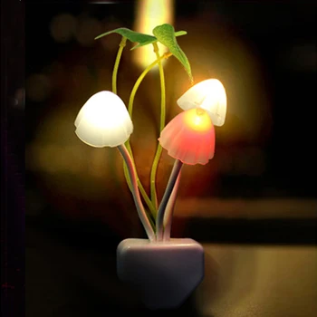 Gražių Grybų Grybas, Naktį Šviesos ES ir JAV Plug Šviesos Jutiklis 220V 3 LED Spalvinga Lempa Led Naktinis Apšvietimas Vaikų