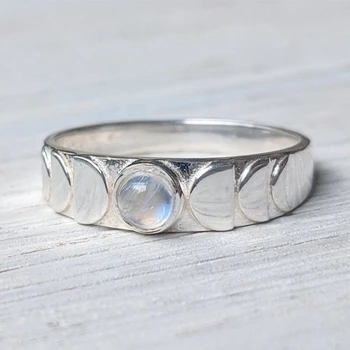 Gražių Moterų Sidabro Spalvos Mėnulio Fazės Crystal Žiedą, Moterims Senovinių Vestuvių Juostoje Dangaus Dovana, Papuošalai