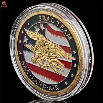 Gražus Suvenyras Monetos MUMS Jūra Žemė Oro Ruoniai Komanda paauksuoto Metalo JAV karinio jūrų Laivyno Departamento Karinis Iššūkis Monetos
