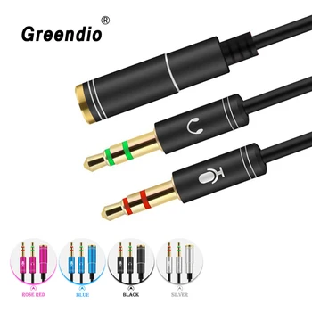 Greendio Headphone Splitter Kompiuterių 3.5 mm Moterų ir 2 Vyrų 3,5 mm Mikrofono Garso Y Splitter Kabelis, laisvų Rankų įrangą prie KOMPIUTERIO Adapteris