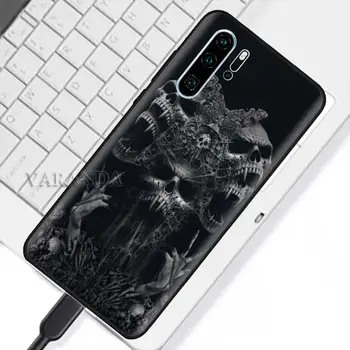 Grim Reaper Kaukolė Atvejais Huawei P20 P40 Lite E 30 Pro P Smart Z Plius 2019 Atveju Juodas Silikoninis Telefono Coque