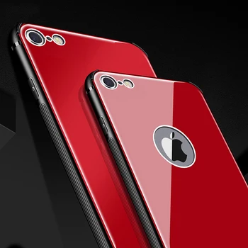 Grūdintas Stiklas Case for iPhone 7 6 6s 8 Plus X Xs Max XR atsparus smūgiams Minkštos TPU Krašto Silikono Hard Back Cover for iPhone 7 8 Plius