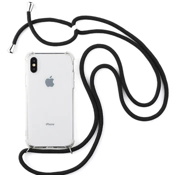 GTWIN Dirželis Smegenų Grandinės Juoda Telefono dėklas Skirtas iPhone 11 Pro XS XR Max XR X 7 8 6 6s Plius Transaparent Atlikti Karoliai Virvelę Dangtis