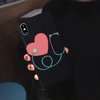 GYKZ Animacinių filmų Medicinos Gydytojas, Slaugytoja, Telefono dėklas Skirtas iPhone XS MAX 11 Pro X XR 7 8 6 6s Plius Laiškas Spausdinti Minkštas Silikoninis Galinio Dangtelio