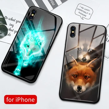 Gyvūnų atveju iPhone, 12 mini stiklo atgal padengti meno fox atveju, 