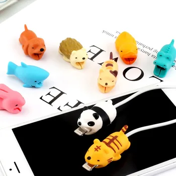 Gyvūnų Įkandimo Kabelio Saugojimo Turėtojas Juokingas Animacinių filmų Kabelis Bite Lėlės Žaislas Apsauginis Dangtelis skirtas iPhone USB Laidas Atveju Vijurkas Raštas