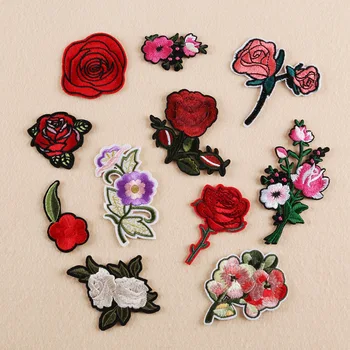 Gėlių Dėmės Geležies Lopai Drabužių Juostelės Gėlių Emblemos, Etiketės ant Drabužių Išsiuvinėti Pleistrai Drabužių Appliques
